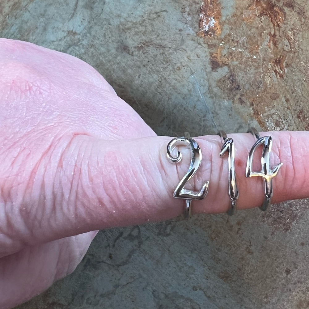 Set of 3 Numbers (1, 2 & 4) Stack Rings Sterling